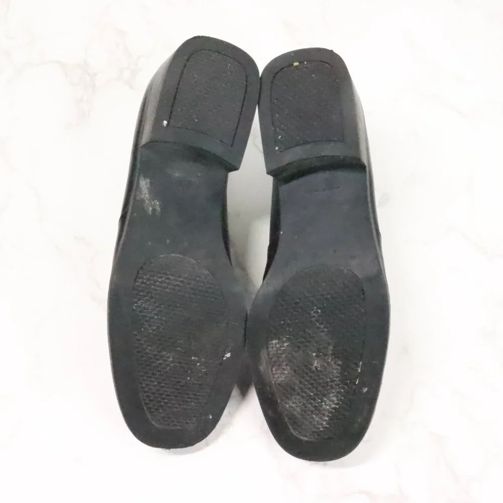 Croft & Barrow Womens 8M Katie Black Leather Chunky Y2K Square Toe Loafer Shoes - Picture 9 of 10